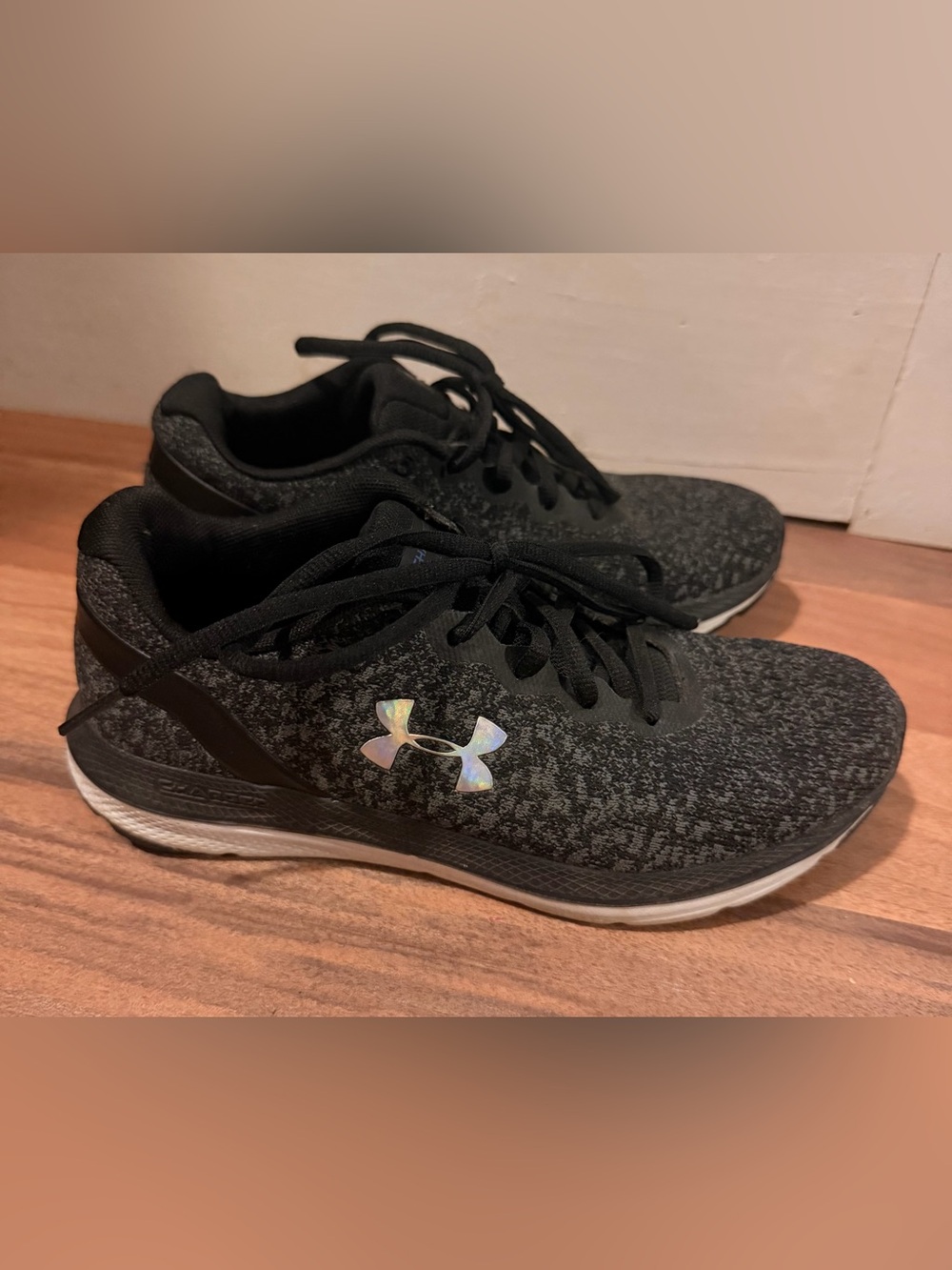 Under Armour Black Charged Impulse Knit Sneakers with Iridescent Logo